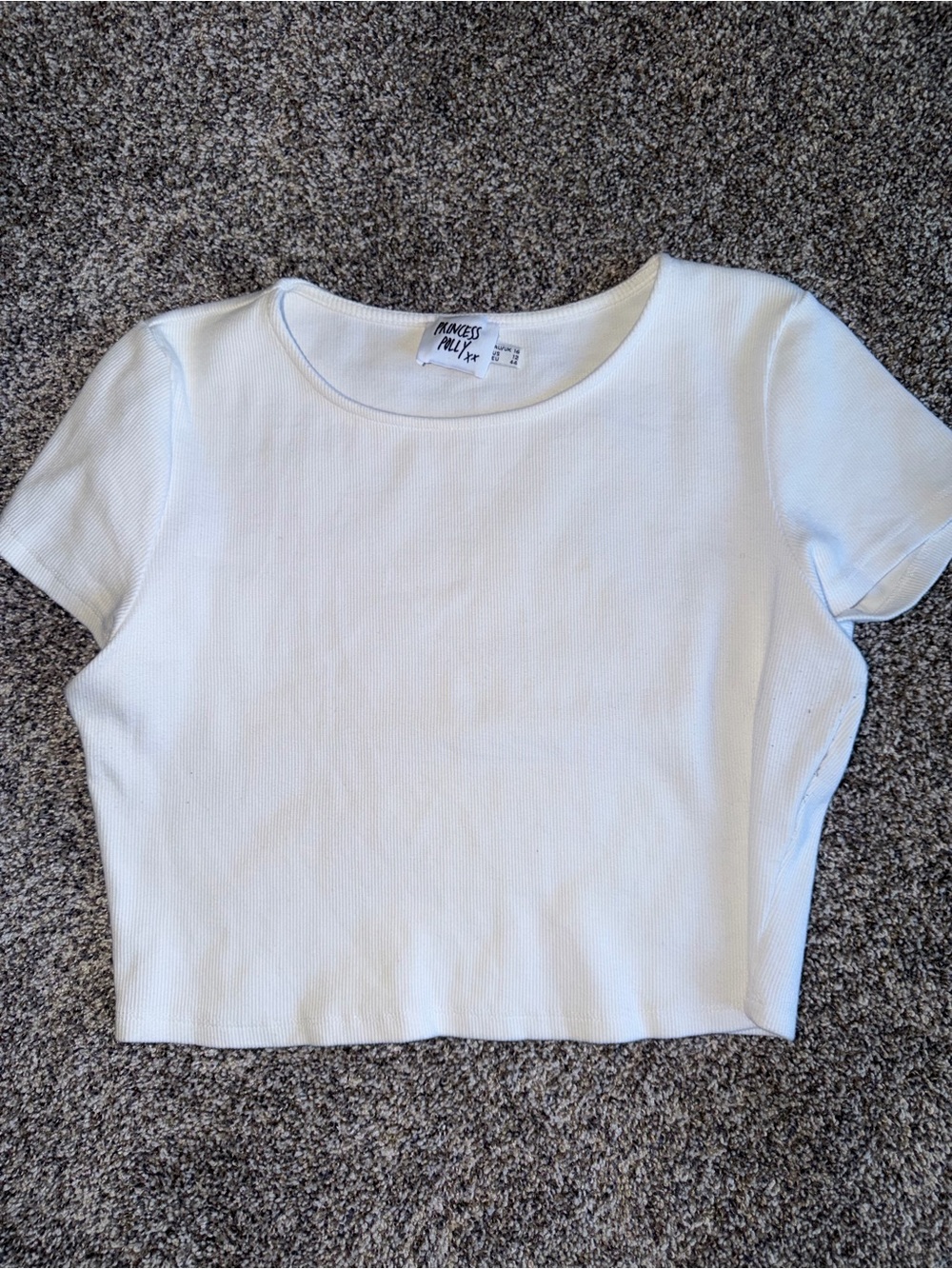 Polly Princess White Ribbed Crop Tee